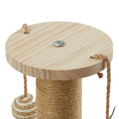 Interactive Solid Wood Cat Scratching Post, Cat Turntable, Cat Teasing Stick, Cat Scratching Board, Durable Cat Toy, Sisal Cat Climbing Frame, Elliptical Turntable
