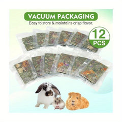 12pcs Rabbit Timothy Hay Chips Toys, Natural Bunny Molar Treats with Herbal Flowers Rabbit Chew Toys for Teeth Small Animal for Rats Chinchillas Guinea Hamsters