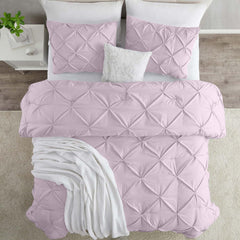 3pcs Pintuck Duvet Cover Set – Reversible Pinch Pleat Design with Pillowcases, Soft & Breathable Microfiber, Button Closure & Corner Ties, Machine Washable, Perfect for Bedroom or Guest Room – All Season