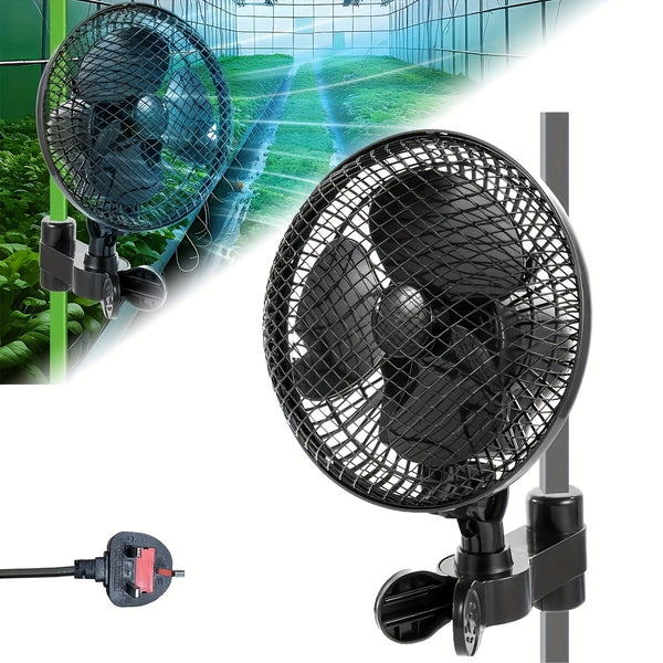Plant Tent Clip-On Fan, Featuring a Newly Designed Long-Life EC Motor, Dual-Speed Adjustable Fan, 90° Rotation, 22Cm Diameter, Ideal for Hydroponic Systems And Circulation Cooling in Grow Rooms