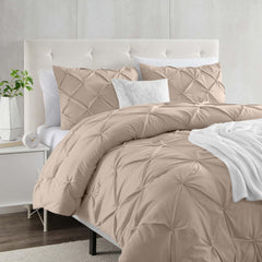 3pcs Pintuck Duvet Cover Set – Reversible Pinch Pleat Design with Pillowcases, Soft & Breathable Microfiber, Button Closure & Corner Ties, Machine Washable, Perfect for Bedroom or Guest Room – All Season