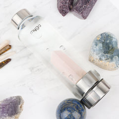 Crystal-Infused Water Bottle – 7200ml Premium Steel & Glass Hydration Bottle with Natural Healing Stones for Stress Relief, Mental Clarity & Spiritual Wellness