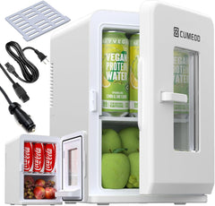 Mini Fridge 15 Liter/21 Cans, Upgrade Portable AC+DC Power Small Fridge for Bedroom, Car, Office, Thermoelectric Cooler and Warmer Skincare Fridge for Food, Drinks, Cosmetics, Max & ECO Mode