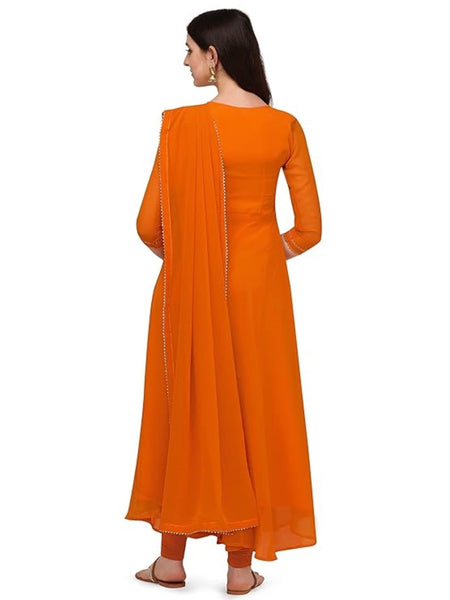 Estationeryhouse Women's Georgette Anarkali Kurta Kurti with Dupatta (Bottoms not Included)