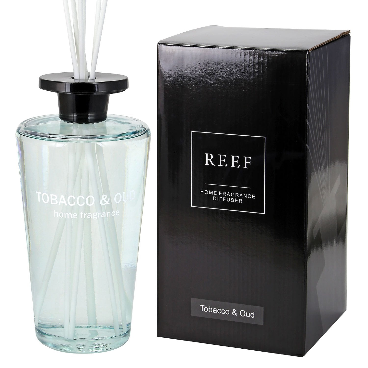 REEF 1000ml Reed Oil Diffuser Set, Sandalwood, Teak Wood, Tobacco & Oud, Luxury Beautiful Home Fragrance for Bedroom Living Room Home Decor Office Essential Oil Reed Diffuser for Stress Relief