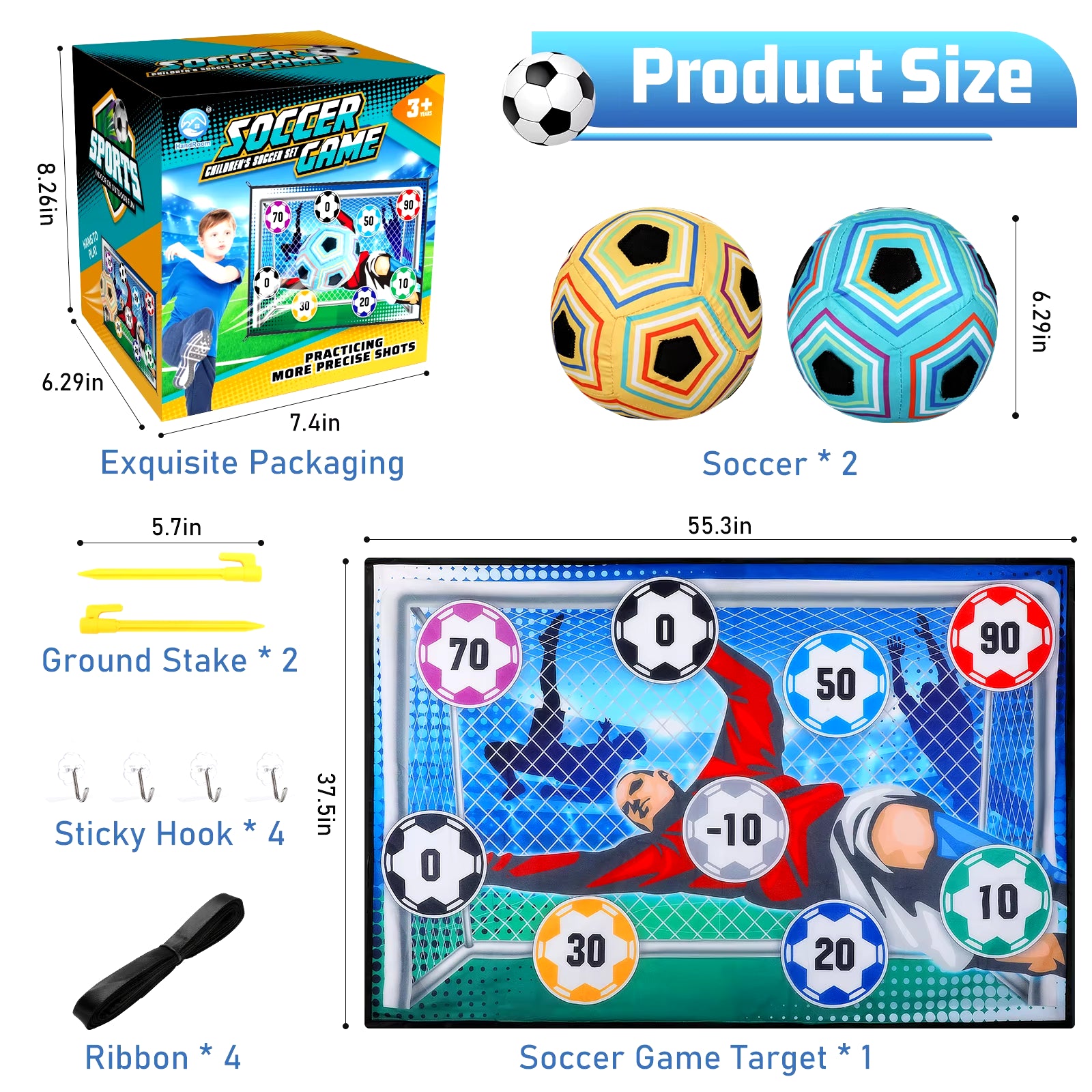 VATOS Football Ball Game Set for Kids Indoor Outdoor Soccer Train Sport Game Foldable Toys for 3 4 5 6 7 8 Years Old Boys Girls
