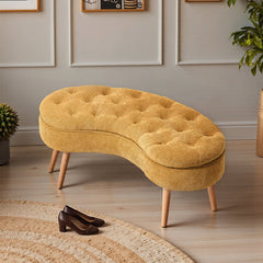 1pc Creative Curved Design Storage Stool, Sofa Stool for Home Living Room, Shoe Changing Stool At Entrance of The Entrance, Bedside Stool Storage Stool for Bedroom, Yellow, 103*39*45cm