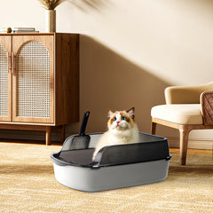 Extra Large Open Cat Litter Tray High Sided Deep Jumbo Rim Pan Box Loo Toilet Large Open Cat Litter Tray High Sided Deep Jumbo Pan Box Loo Toilet Cat Centre Extra Large High-Sided Cat Litter Box - Semi-Enclosed Design with High Walls for Cats & Rabbits, E