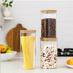 Glass Storage Jars with Lids Airtight Spaghetti Pasta Storage Container Kitchen Containers Clear Food Storage containers for Spaghetti Pasta Oats Cereal Rice