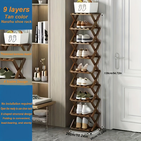 1pc Free Installation Retractable Shoe Rack, Foldable 3-9 Layer Shoe Rack, Small Narrow Doorway Home, Multi-layer Simple Shoe Cabinet