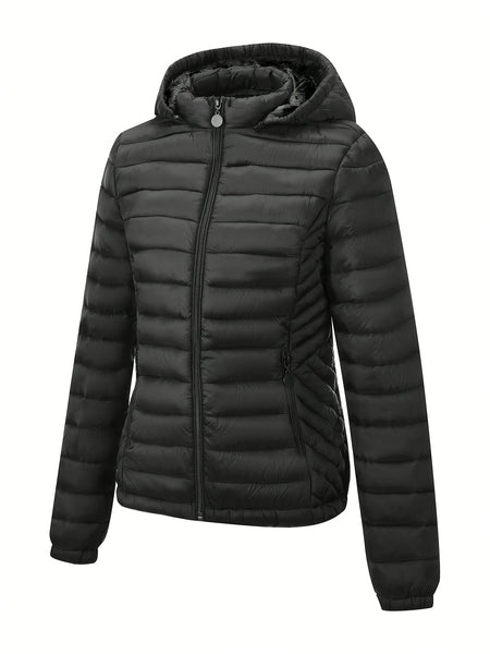 Women's Autumn/Winter Simple Lightweight Hooded Commuter Padded Coat with Pockets