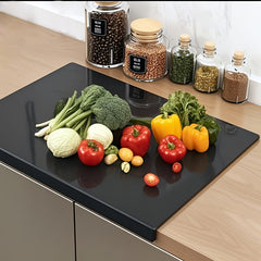 Large Black High-Tenacity PET Cutting Board With Protective Lip - Food-Safe Durable Countertop Protector For Kitchen Essentials, Scratch-Resistant Easy-Clean Design, Ideal For Holiday Gifts, Cutting Boards For Kitchen, Meal Preparation