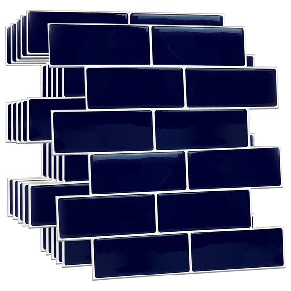 WALPLUS 6 Pcs 3D Tile Stickers Peel and Stick Backsplash Splashback Decals Tile Transfer for Kitchen Bathroom Living Room Stick on Tile Waterproof Glossy 30.5 x 30.5cm (12