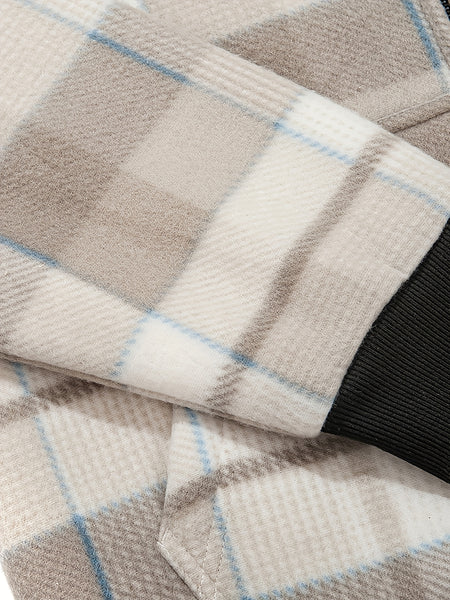 Men's Heavyweight -Lined Hooded Jacket - Full-Zip Plaid Thickened Shirt with Pockets and Adjustable Drawstring, Comfortable and Warm for Autumn and Winter