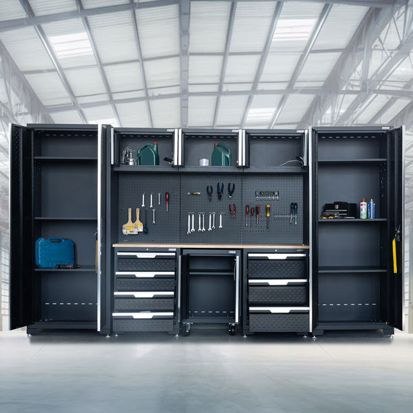 Hilka Garage Pro+ 24 Gauge Steel 9 Piece Cabinet Set