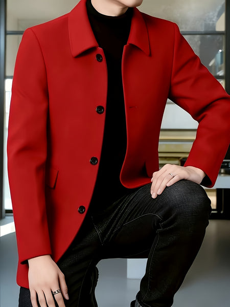 [Wanrenshan OBM] 2025 American Style New Men'S Casual Classic Versatile Solid Color Side Double Pocket Easy Design Handsome Dad Wrinkle-Resistant Non-Iron Single-Breasted Light Luxury Trench Coat