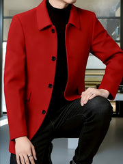[Wanrenshan OBM] 2025 American Style New Men'S Casual Classic Versatile Solid Color Side Double Pocket Easy Design Handsome Dad Wrinkle-Resistant Non-Iron Single-Breasted Light Luxury Trench Coat