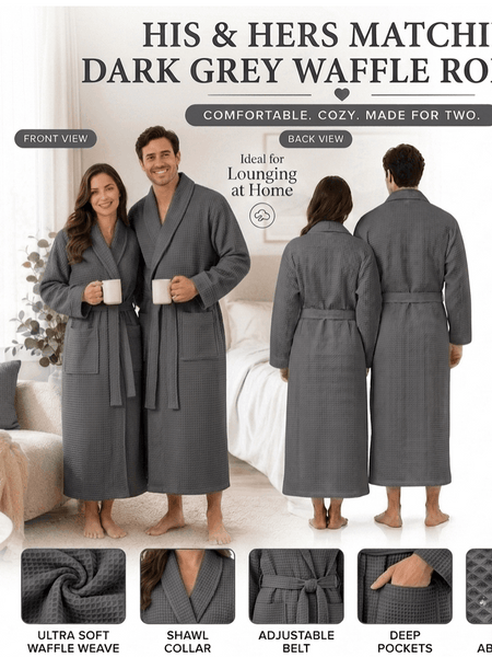 Unisex Waffle Bath Robe Luxury 100 Egyptian Cotton Soft Hotel Quality Dressing Gown Spa Shawl Lightweight Sleep Nightwear Collar Robe Size S-XL
