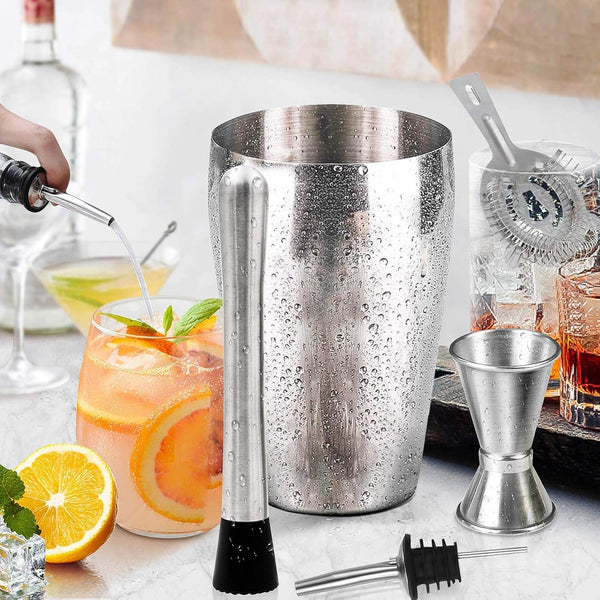 Cocktail Shakers Set,7 Pieces Cocktail Making Kit,Cocktail Shaker Set 750Ml Stainless Steel Bar Tool Set Bartender Kit with Double Jigger,Muddler,Strainer,Pourers,Mixing Spoon