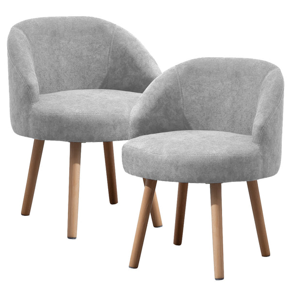 Set of 2 Small Accent Tub Chairs Occasional Lounge Sofa for Living Room Bedroom, Upholstered Fabric with Solid Wood Legs