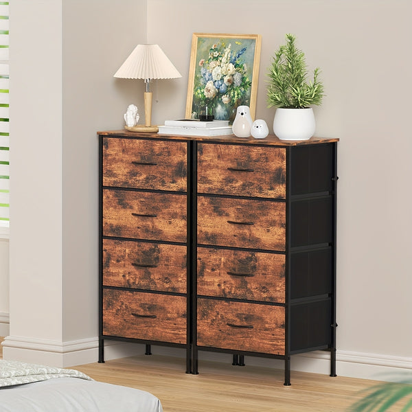 4-Drawer Chest Of Drawers with Metal Frame & MDF Wooden Top, Adjustable Feet, Anti-Tip Safety, Spacious Storage Unit for Bedroom Or Living Room (45x30x91cm/ 17.7x11.8x35.8inch)