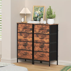 4-Drawer Chest Of Drawers with Metal Frame & MDF Wooden Top, Adjustable Feet, Anti-Tip Safety, Spacious Storage Unit for Bedroom Or Living Room (45x30x91cm/ 17.7x11.8x35.8inch)