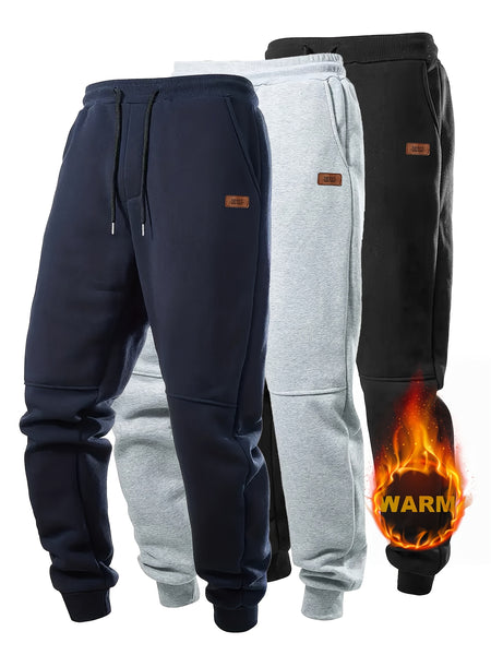 3pcs 3-Pc Men'S Autumn And Winter Sports Casual Pants, Men'S Autumn And Winter Warm Casual Pants, Men'S Autumn And Winter Running Pants, Autumn And Winter Outdoor Pants, Jogging Outdoor Sports Pants Warm And Thickened, Great Gift