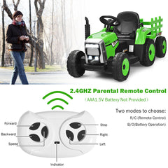 12V Kids Ride on Tractor with Trailer Music and LED Lights