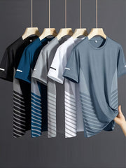 Men's T-shirt multi colored five piece set business style casual fashion short sleeved top