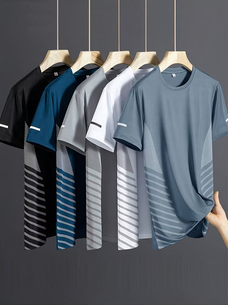 Men's T-shirt multi colored five piece set business style casual fashion short sleeved top
