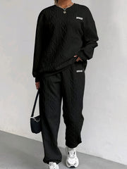 New Women'S Clothing Set Featuring Textured Fabric, Long-Sleeve Sweatshirt, And Long Pants, Stylish And Versatile for Casual Wear