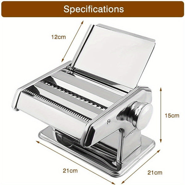 Pasta handmade pasta maker Pasta maker Sturdy handmade pasta cutter 3 in 1 stainless steel manual fresh pasta maker Dough roller Long pasta thin pasta thick pasta 0.5-3 mm thickness