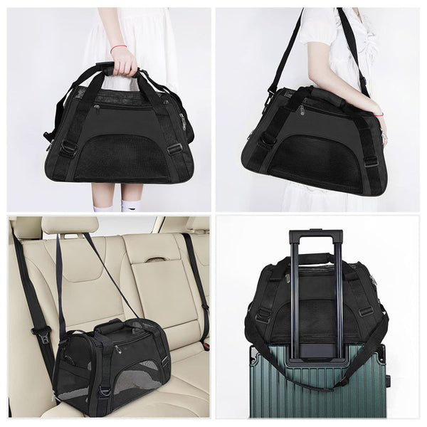 Portable Pet Carrier Backpack Carrying Mesh Pet Backpack Adjustable Shoulder Strap Small and Medium Cat Dog Rabbit Hamster Backpack Functional Foldable One Shoulder Crossbody Mesh Pocket Strap Suitable for Hiking and Traveling 60*38*30cm