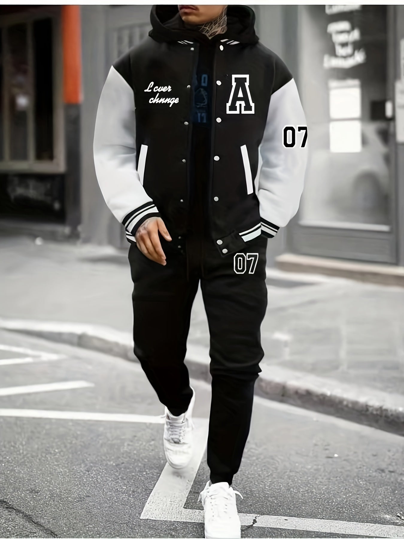 Men'S 2pcs A07 Fashion Casual Athletic Baseball Suit Set - Printed A07 Without Inner And Hat - Starry OBM