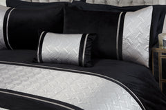 Capri Duvet Cover Set – Single, Double, King & Super King Sizes | Luxury Bedding with Metallic Panel in Black & Silver, Black & Gold | Soft & Durable Polycotton (50% Cotton, 50% Polyester) – Comfortable & Easy-Care Quilt Cover with Matching Pillowcases |