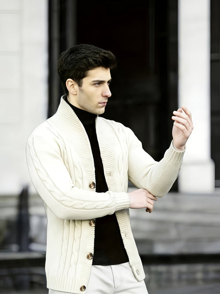 Temujin OBM Men's Fashion New Twist Solid Color Knit Long Sleeve Pullover Sweater