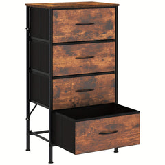 Frmobepts 4-Drawer Tall Dresser with Large Storage Cabinet - Modern Fabric & Wood Top Storage Organizer, Sturdy Metal Frame & MDF Construction, 68.58cm+ Height Freestanding Dresser with Spacious Drawers for Bedroom/Living Room