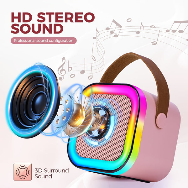 [Wireless Speakers] Wireless Speakers, Portable Speakers, Dual Microphones, RGB Lighting Effects, Multiple Voice-Changing Modes, Suitable for Family Gatherings, Birthday Parties, Outdoor Beaches, And Home Karaoke Machines
