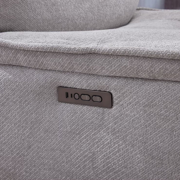 Meteor Grey Fabric Power Reclining Swivel Chair