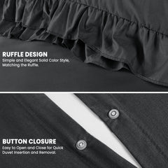 3-Piece Ruffle Frilled Duvet Cover Set – Soft, Comfortable Bedding with Pillowcases, Button Closure, Elegant Layered Design