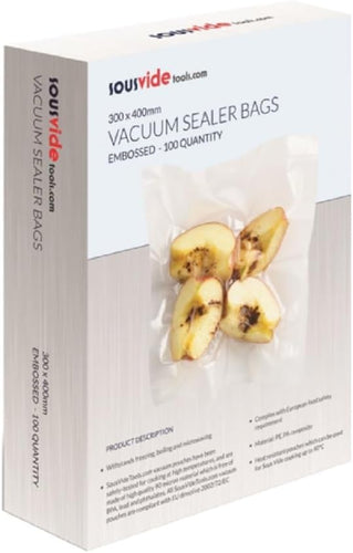 Sousvidetools | Vacuum Sealer Bags | Pack of 100 | 30Cm X 40Cm | Embossed Food Storage | Sous Vide Cooking, Freezing & Microwaving | [SVT-06005]