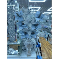 Decorative Artificial Lily Flowers, Silver and White Glitter, Premium Quality Material Silk Blooms, Home Décor 30X15X15CM