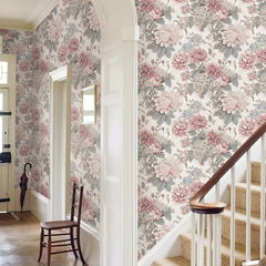 Self-Adhesive Flowers Wallpaper - Pink Boho Self-Adhesive Removable Wall Stickers, Waterproof PVC Contact Paper for Living Room, Cabinets, Bedroom, Kitchen Furniture Refurbishment Wallpaper | Easy Home Decor (59.99cm X 3.02meter) Rentals Friendly