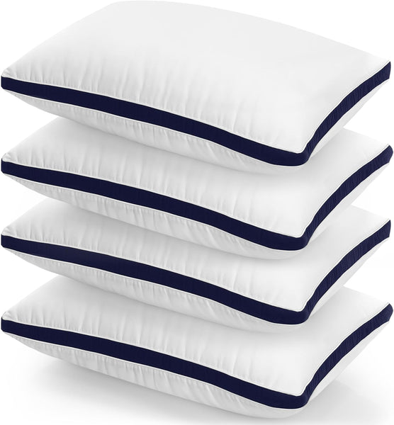 Utopia Bedding Pillows 2 Pack Queen Size, (Navy) Hotel Quality Pillows, Brushed Fabric, Bed Pillow for Back, Stomach or Side Sleepers - 18 X 26 Inch / 45 X 66 Cm