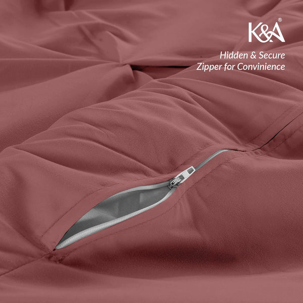 K&A® Pintuck Pinch Pleat Duvet Cover Set with Zipper Closure including Pillowcase – Ultrasoft Brushed Microfiber – Easy Care & Machine Washable