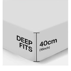 4B 40CM Extra Deep Fitted Sheets with All Around Elastic, Secure Fit for Thick & Pillow Top Mattresses, Wrinkle Resistant Bedding for Everyday Use, Easy Wash & Quick Dry, Smooth Finish for Modern Bedrooms, Durable Long Lasting Mattress Cover, Multiple Siz