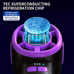 Cooling High-Speed Handheld Fan, Folding Turbo Mini Fan With 2000mAh Battery Capacity, Superconducting Ice Porcelain Cooling Technology - LED Display, Portable And Powerful For Personal, USB Rechargeable