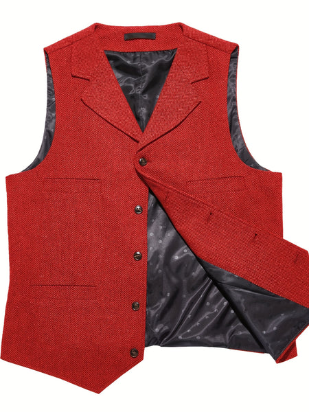 Men'S Vest Retro Fashion Groom Wedding Party Vest Men'S Herringbone Casual Business Waistcoat