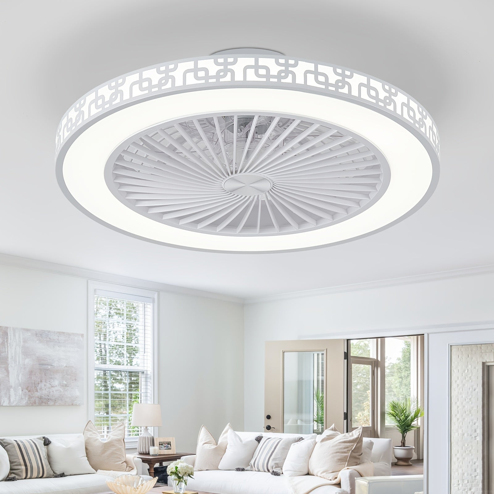 Silent Ceiling Fan with Light And Remote Control 6 Speeds And Wind Reversible Dimmable LED Ceiling Fan Light with Remote Control for Living Room Bedroom Dining Room