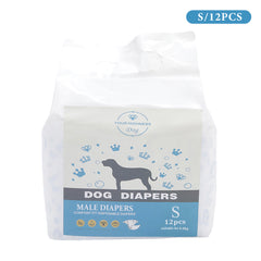 Disposable Dog Nappies Male, Male Dog Wraps, 12pcs Dog Belly Bands, Wetness Indicator, Super Absorbent, Leak-Proof, Incontinence,Stretchy Pants, 4 Size for 3 - 25kg Male Dog